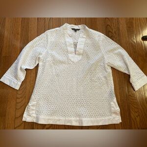 Sharagano White Eyelet Top XL